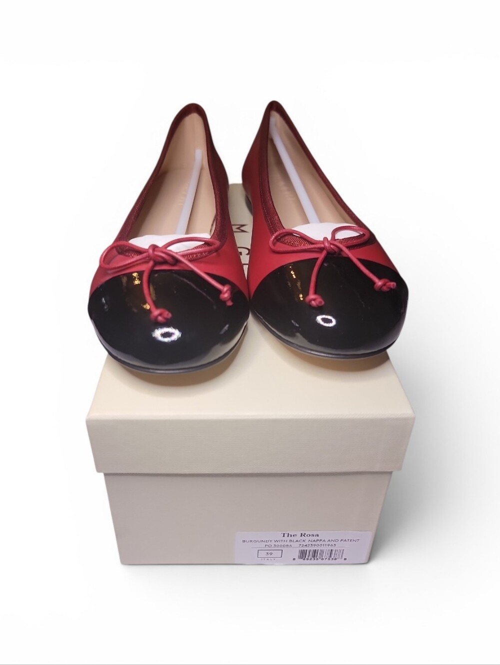 M Gemi "The Rosa" Nappa & Patent Leather Cap Toe Ballet Flats
